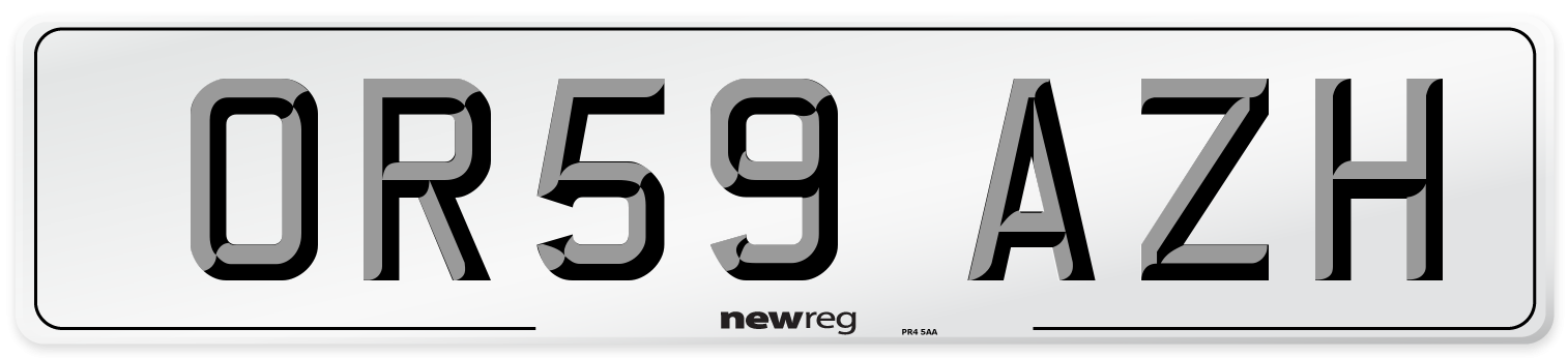 OR59 AZH Number Plate from New Reg